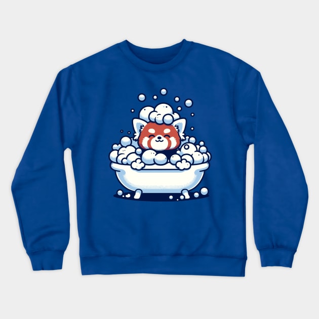 Bubbly Bliss: Red Panda's Bath Time Crewneck Sweatshirt by The Tee Bizarre